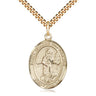 14kt Gold Filled St. Isidore the Farmer Patron Saint Medal Necklace 1 inch by 3/4 inch on 24 inch Chain by Bliss