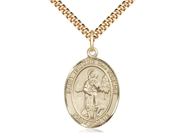 14kt Gold Filled St. Isidore the Farmer Patron Saint Medal Necklace 1 inch by 3/4 inch on 24 inch Chain by Bliss