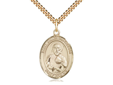 14kt Gold Filled St. James the Lesser patron saint medal necklace with 24 inch chain handmade by Bliss