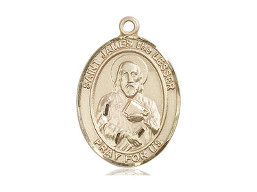 14kt Solid Gold St. James the Lesser patron saint medal pendant 1x3/4 inches by Bliss Manufacturing USA
