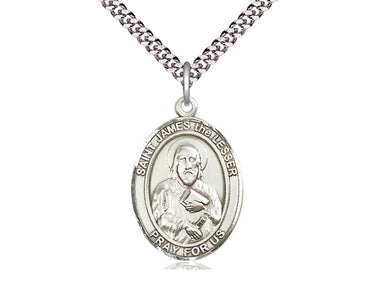 Sterling Silver St. James the Lesser Catholic Patron Saint Medal Necklace 1 inch by 3/4 inch with 24 inch chain by Bliss