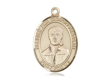 14kt Solid Gold Blessed Pier Giorgio Frassati Catholic medal pendant 1 x 3/4 inches handcrafted by Bliss Manufacturing