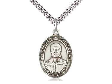 Sterling silver Blessed Pier Giorgio Frassati patron saint medal necklace with 24 inch chain by Bliss