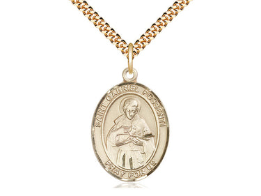 Medium 14kt gold filled St. Gabriel Possenti patron saint medal necklace - 1 x 3/4 inch medal on 24 inch chain - Bliss