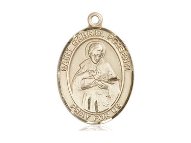 14kt Solid Gold St. Gabriel Possenti Medal Pendant 1 x 3/4 inch Medium by Bliss Manufacturing