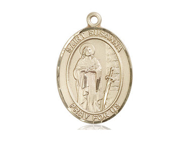 14kt Solid Gold St. Susanna Patron Saint Medal Pendant 1 inch by 3/4 inch Handcrafted by Bliss