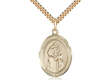 14kt Gold Filled Blessed Caroline Gerhardinger medal necklace 1 x 3/4 inches with 24 inch chain by Bliss