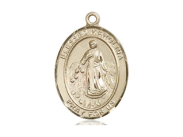 14kt Solid Gold Blessed Karolina Kozkowna Medal Pendant 1 x 3/4 inch by Bliss Manufacturing USA