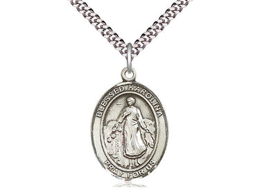 Sterling Silver Blessed Karolina Kozkowna patron saint medal necklace with 24 inch chain by Bliss