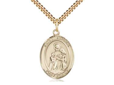 14kt Gold Filled St. Angela Merici patron saint medal necklace with 24 inch chain by Bliss Manufacturing
