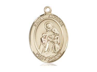 14kt Solid Gold St. Angela Merici patron saint medal pendant 1 x 3/4 inches handcrafted by Bliss USA