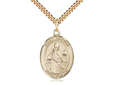14kt Gold Filled St. Walter of Pontoise patron saint medal necklace with 24 inch chain by Bliss Manufacturing