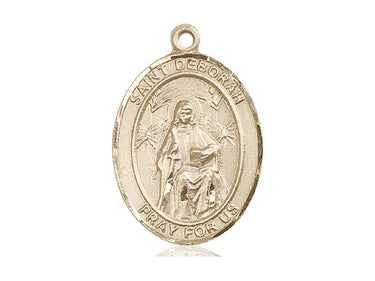 14kt Solid Gold St. Deborah patron saint medal pendant 1x3/4 inch by Bliss Manufacturing