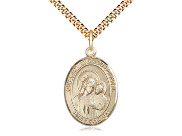 Medium 14kt gold filled Our Lady of Good Counsel medal necklace 1 x 3/4 with 24 inch chain by Bliss