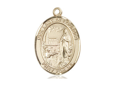14kt Solid Gold Our Lady of Lourdes Medal Pendant 1 inch handcrafted by Bliss Manufacturing