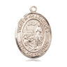 14kt Solid Gold Virgen del Lourdes Medal Pendant 1x3/4 by Bliss Manufacturing - Our Lady of Lourdes Catholic Jewelry