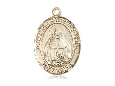 14kt solid gold St. Marie Magdalen Postel patron saint medal pendant 1x3/4 inch by Bliss