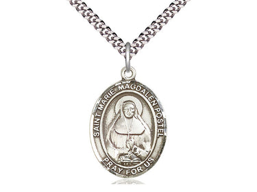 Sterling Silver St. Marie Magdalen Postel Patron Saint Medal Necklace 1x3/4 inches on 24 inch Chain by Bliss