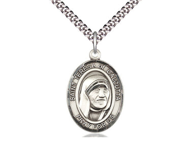 Sterling Silver Blessed Mother Teresa Medal Necklace 1 inch by 3/4 inch with 24 inch Chain by Bliss