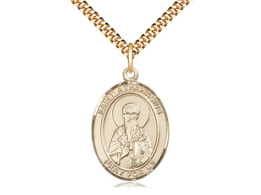 14kt Gold Filled St. Athanasius Patron Saint Medal Necklace 1 x 3/4 inch with 24 inch Chain by Bliss