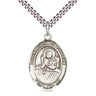 Sterling Silver St. Lidwina of Schiedam Patron Saint Medal Necklace 1 inch x 3/4 inch with 24 inch chain by Bliss