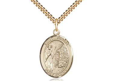 14kt Gold Filled St. Fiacre Patron Saint Medal Necklace 1 inch x 3/4 inch on 24 inch Chain by Bliss