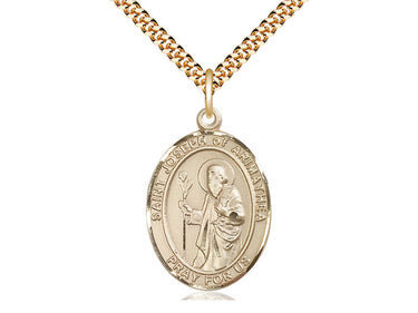 14kt Gold Filled St. Joseph Patron Saint Medal Necklace 1x3/4 inch with 24 inch Curb Chain by Bliss