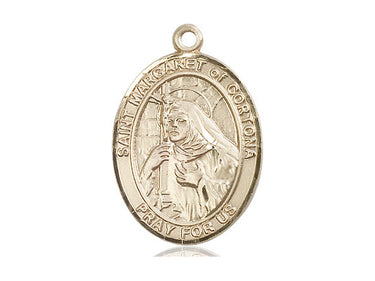 14kt Solid Gold St. Margaret of Cortona patron saint medal pendant 1x3/4 inch handcrafted by Bliss
