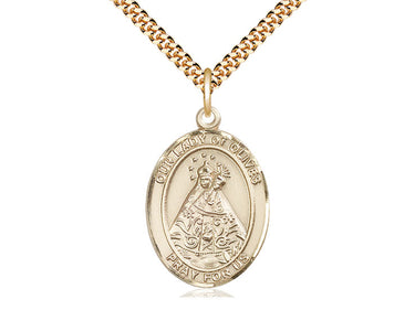 14kt gold filled Our Lady of Olives medal necklace with 1 x 3/4 inch pendant on 24 inch chain by Bliss