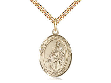 Gold Filled St. Thomas of Villanova Patron Saint Medal Necklace 1 x 3/4 inch with 24 inch Chain by Bliss