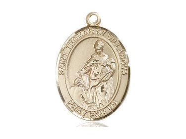 14kt solid gold St Thomas of Villanova medal pendant 1 inch by 3/4 inch handcrafted by Bliss Manufacturing USA