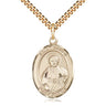14kt gold filled St. Pius X patron saint medal necklace, 1x3/4 inch medium pendant, 24 inch curb chain, handcrafted by Bliss Manufacturing