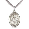 Sterling Silver St. Pius X Patron Saint Medal Necklace 1x3/4 inch with 24 inch Chain by Bliss