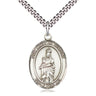 Sterling Silver Our Lady of Victory Medal Necklace 1x3/4 inch pendant on 24 inch chain by Bliss Manufacturing
