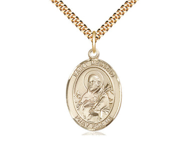 14kt Gold Filled St. Meinrad of Einsideln Patron Saint Medal Necklace 1x3/4 inches on 24 inch Chain by Bliss