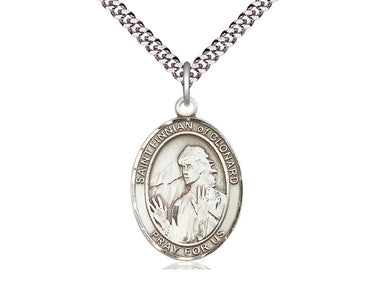 Sterling Silver St. Finnian of Clonard Patron Saint Medal Necklace 1 inch by 3/4 inch with 24 inch chain by Bliss