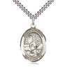 Sterling Silver St. Rosalia patron saint medal necklace with 24 inch chain, 1 x 3/4 inch pendant, handcrafted by Bliss Manufacturing USA