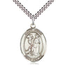 Sterling Silver St. Roch patron saint medal necklace with 24 inch chain, 1 x 3/4 inch pendant, handcrafted by Bliss Manufacturing USA