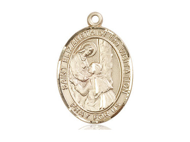 14kt solid gold St. Elizabeth of the Visitation patron saint medal pendant, 1 inch by 3/4 inch, by Bliss