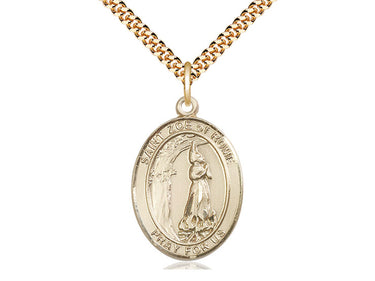 14kt Gold Filled St. Zoe of Rome Patron Saint Medal Necklace 1 inch by 3/4 inch with 24 inch Curb Chain by Bliss