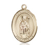 14kt solid gold St. Ronan patron saint medal pendant 1 x 3/4 inches handcrafted by Bliss
