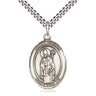 Sterling Silver St. Ronan Patron Saint Medal Necklace 1x3/4 inch pendant on 24 inch chain by Bliss Manufacturing