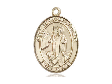 14kt solid gold St. Anthony of Egypt patron saint medal pendant 1 x 3/4 inch handcrafted by Bliss