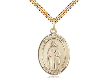 14kt Gold Filled St. Odilia Patron Saint Medal Necklace 1 inch by 3/4 inch with 24 inch chain by Bliss