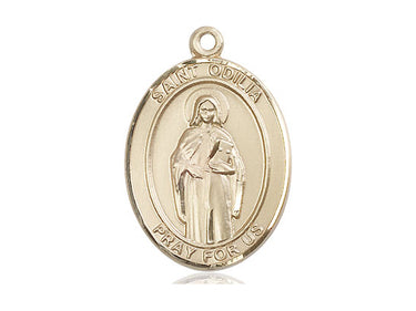 14kt Solid Gold St. Odilia Patron Saint Medal Pendant 1 inch by 3/4 inch Handcrafted by Bliss
