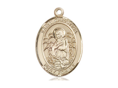 14kt Solid Gold St. Christina the Astonishing Medal Pendant 1 inch by 3/4 inch handcrafted by Bliss