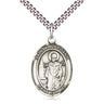 Sterling Silver St. Wolfgang Patron Saint Medal Necklace 1x3/4 inch with 24 inch Chain by Bliss