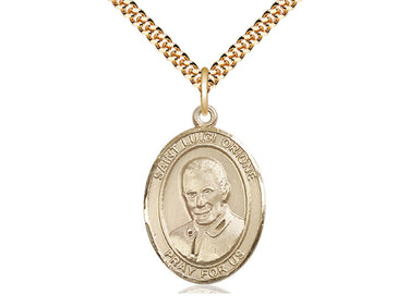 14kt Gold Filled St. Luigi Orione Patron Saint Medal Necklace 1 x 3/4 inches on 24 inch chain by Bliss