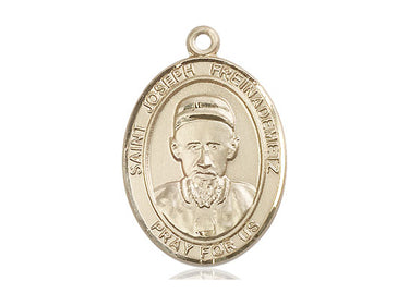 14kt solid gold St. Joseph patron saint medal pendant, 1 inch x 3/4 inch, handcrafted by Bliss