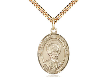 14kt gold filled St. Louis Marie de Montfort patron saint medal necklace with 24 inch chain by Bliss